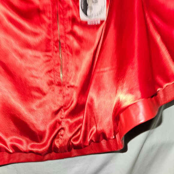 NWT M RED A-line Lambskin LEATHER Mini SKIRT - Picture 5 of 15
